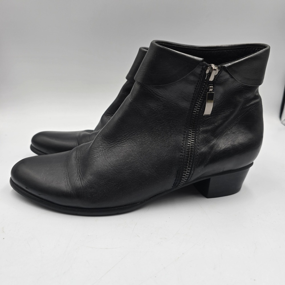 Regarde Le Ciel Ankle Boots Womens 39 Black Leather Side Zip Booties Soft Comfy